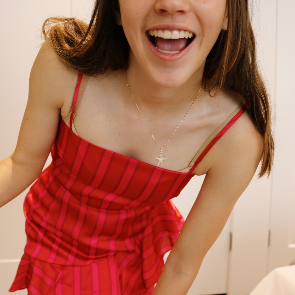 Revolve red and pink striped mini dress